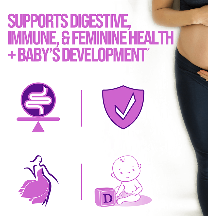 culturelle-prenatal-wellness-probiotic-chewables-tile-4-1 supports digestive, immune, and feminine health and baby's development