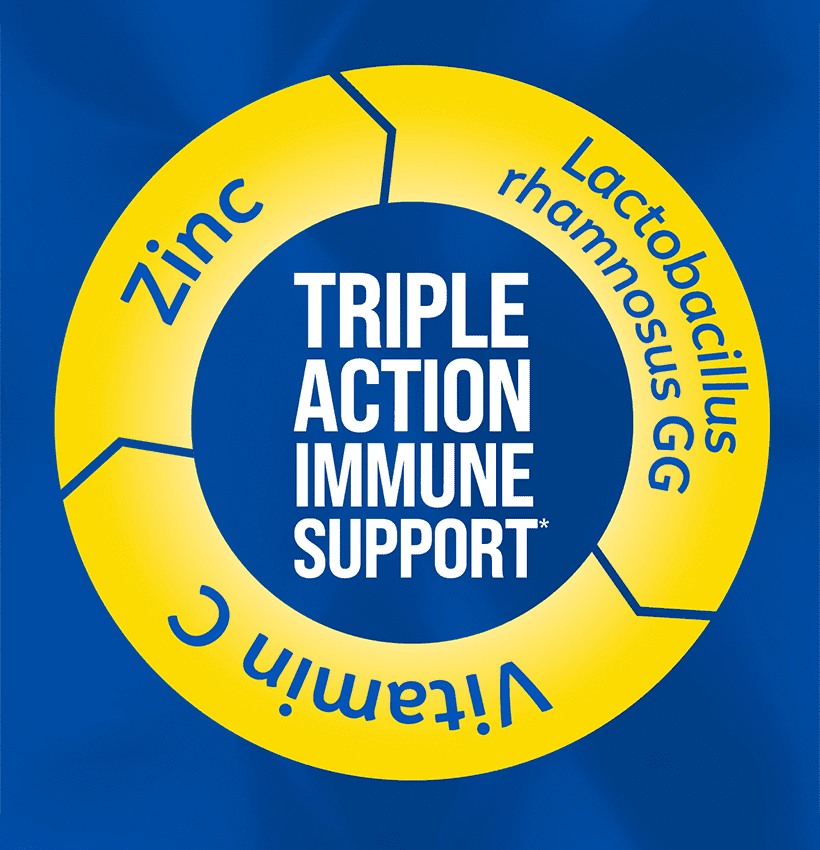 culturelle-immune-defense-chewables-tile-2 triple action immune support with zinc, vitamin c, lactobacillus rhamnosus