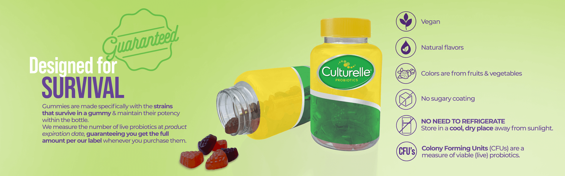 Culturelle’s packaged for protection guaranteed bottle details