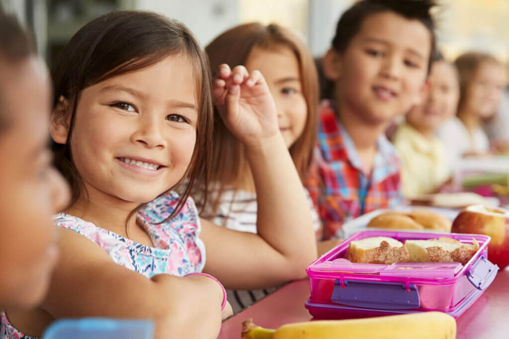 Kids having lunch